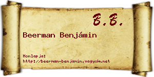 Beerman Benjámin névjegykártya